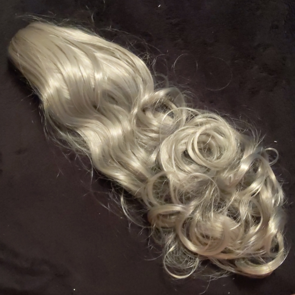 Long Silver gray ponytail extension